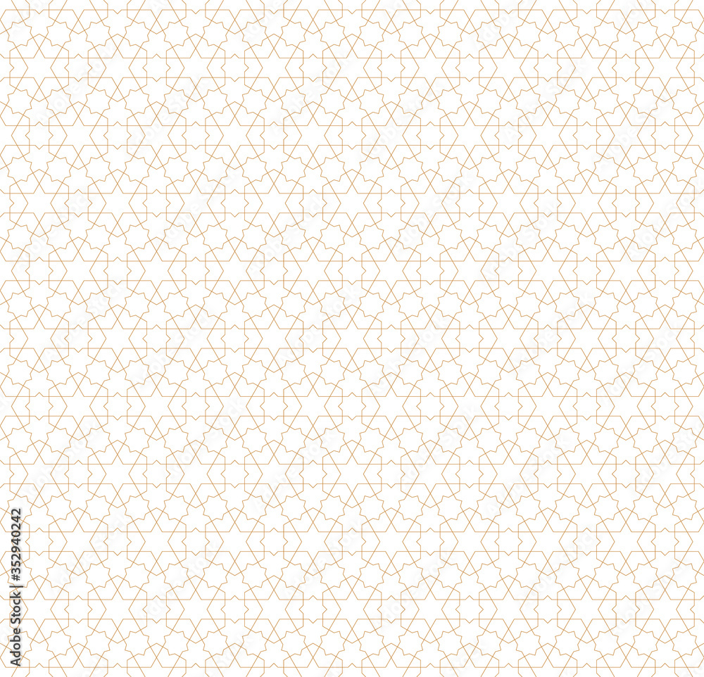 Seamless arabic geometric ornament in brown color.Fine lines.