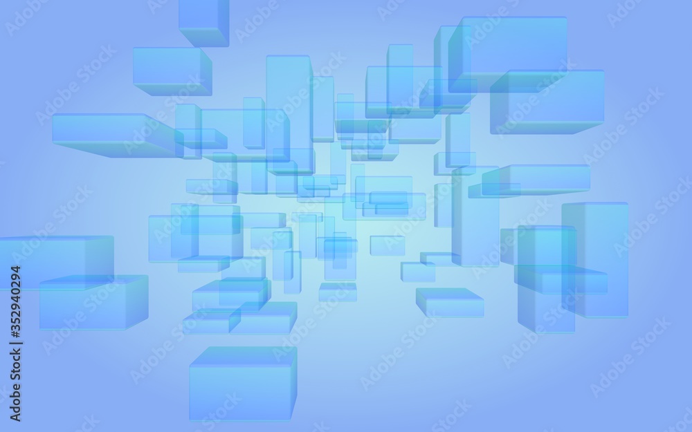 Blue and purple abstract digital and technology background. The pattern with repeating rectangles. 3D illustration Blue and purple abstract digital and technology background. The pattern with repeating rectangles. 3D illustration