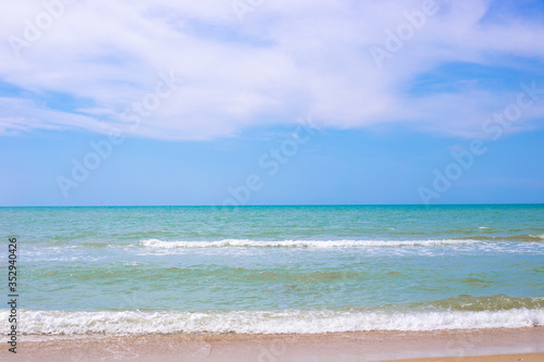 azure sea, blue sky and white sand, the perfect picture of a summer vacation, a deserted beach
