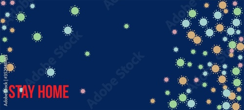 Stay Home Quarantine Banner. Virus Protection Flat Corona Web Page. 