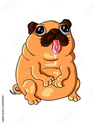 Kleiner dicker Mops süß cartoon zucht liebe
