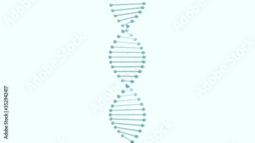 Blue DNA strand on a light background.