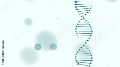 DNA double helix and blue spots on the background.