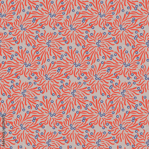 Sea anemones seamless vector pattern. Decorative marine surface print design. For fabris, stationery, and packaging.