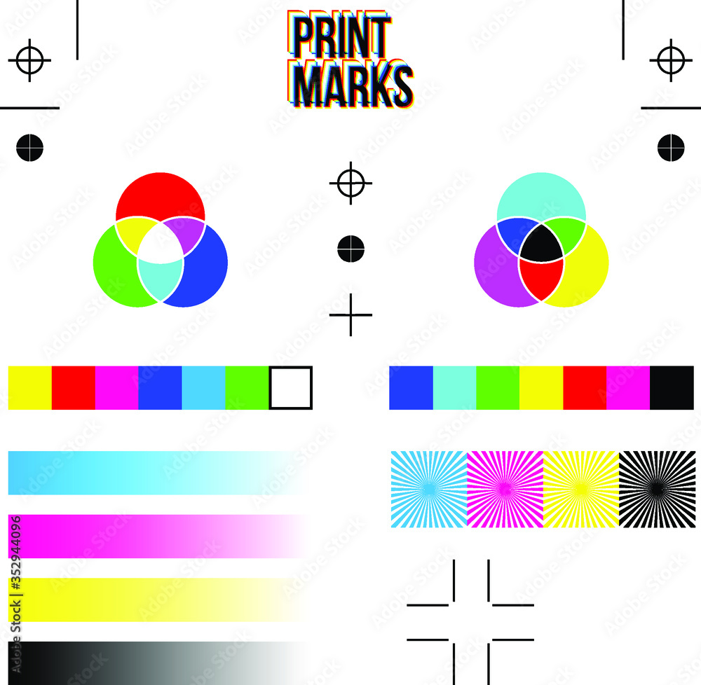 print mark calibration collection cmyk calibration Stock Vector | Adobe ...