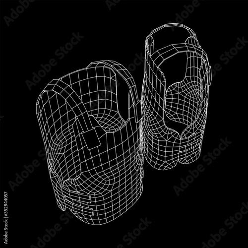 Police flak jacket or bulletproof vest. Bullet proof concept. Wireframe low poly mesh vector illustration.
