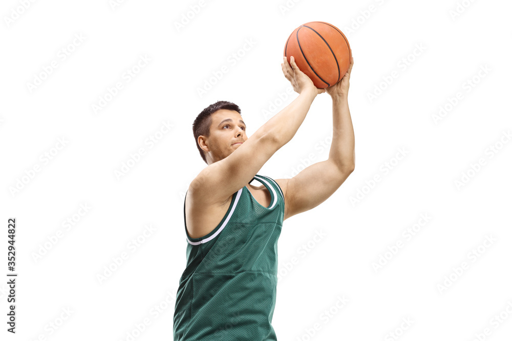 Basketball player shooting a ball