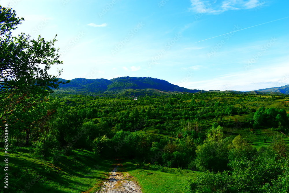 landscape with trees and mountains landscape with trees and mountains