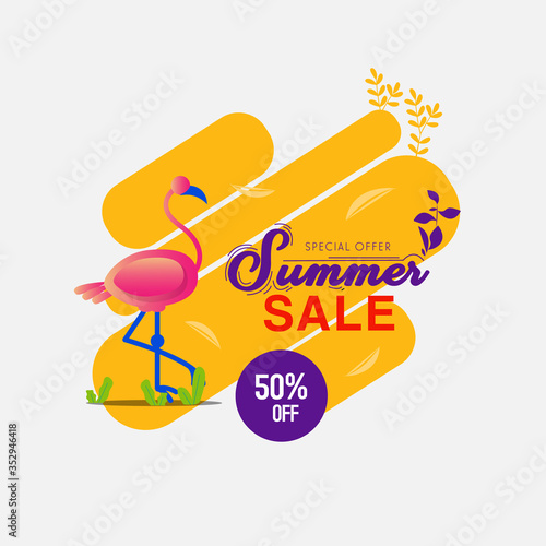 Special offer summer sale banner design template isolated on white background
