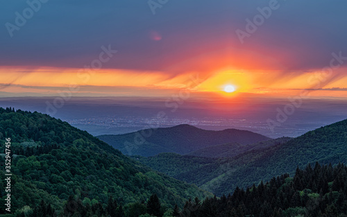 Sunrise over the carpathian mountains