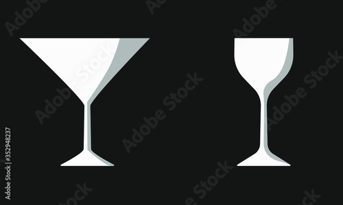 glasses for drinks. flat vector. icon