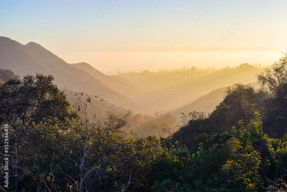 Sunset over Los Angeles Hills