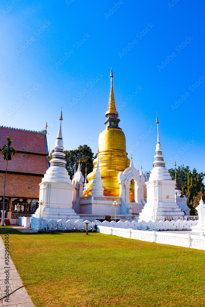 A beautiful view of buddhist temple at Chiang Mai, Thailand.