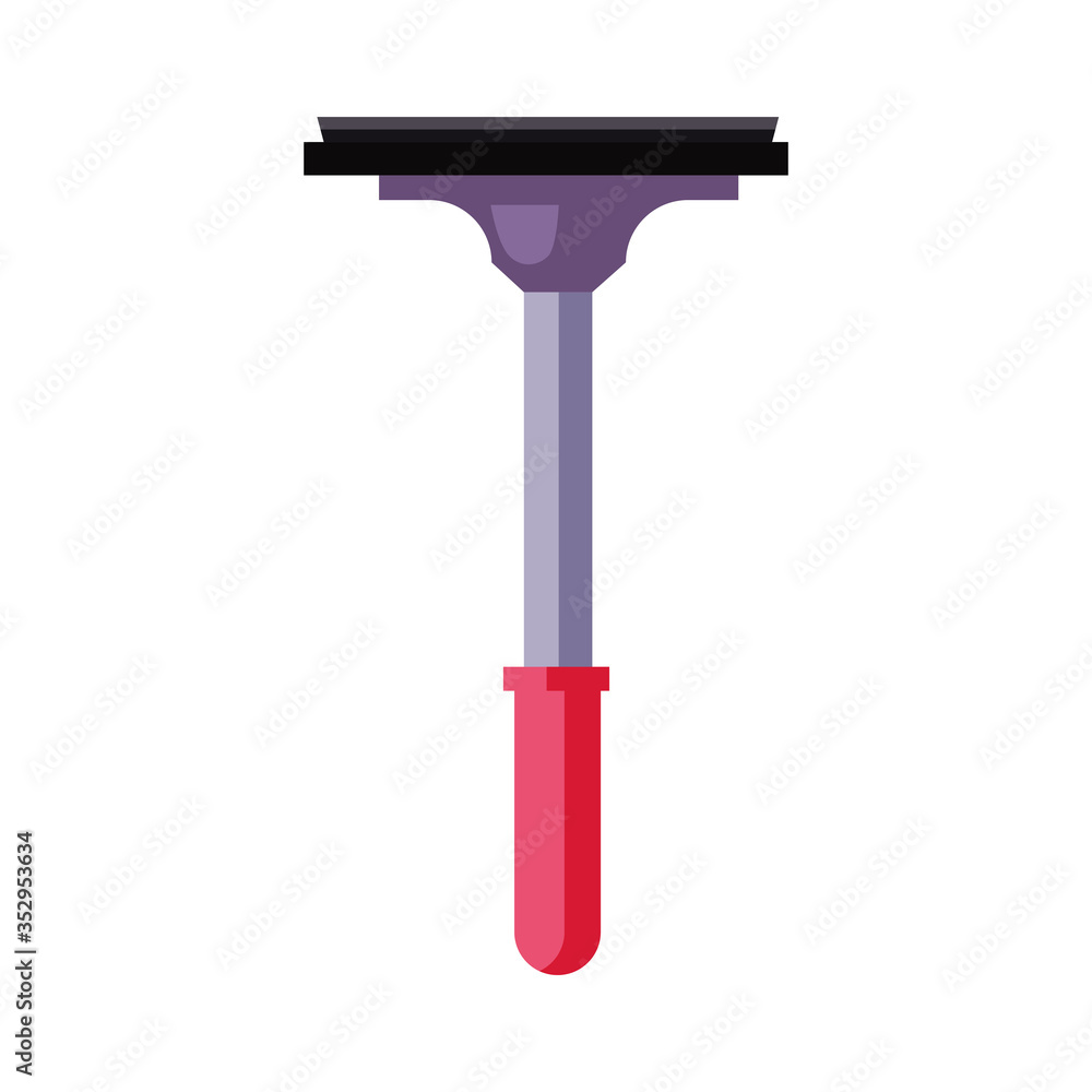Window squeegee. Brush, handle, mop, rubber. Cleaning concept. illustration can be used for topics like domestic tools, cleaning service, car wash Window squeegee. Brush, handle, mop, rubber. Cleaning concept. illustration can be used for topics like domestic tools, cleaning service, car wash