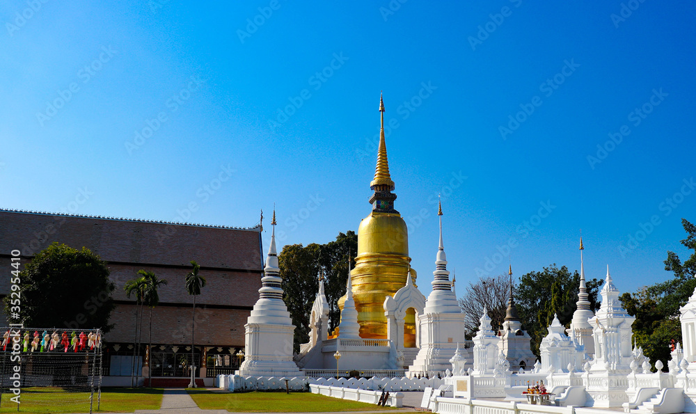 A beautiful view of buddhist temple at Chiang Mai, Thailand.