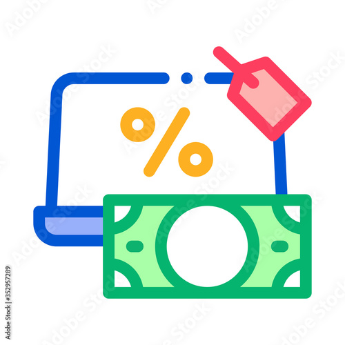 give laptop to pawnshop icon vector. give laptop to pawnshop sign. color symbol illustration
