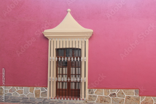 Puertas y ventanas coloridas en las calles de Zimapán Hidalgo México photo