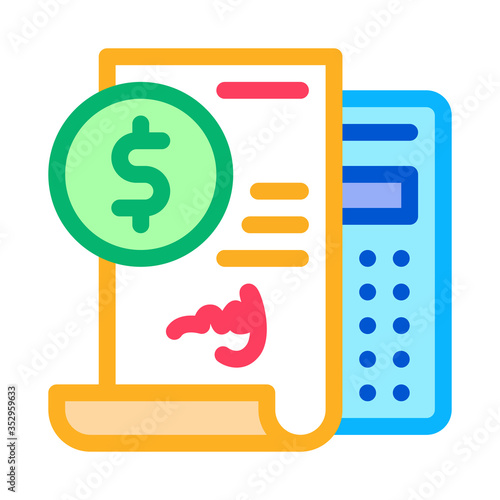 contract document account at pawnshop icon vector. contract document account at pawnshop sign. color symbol illustration