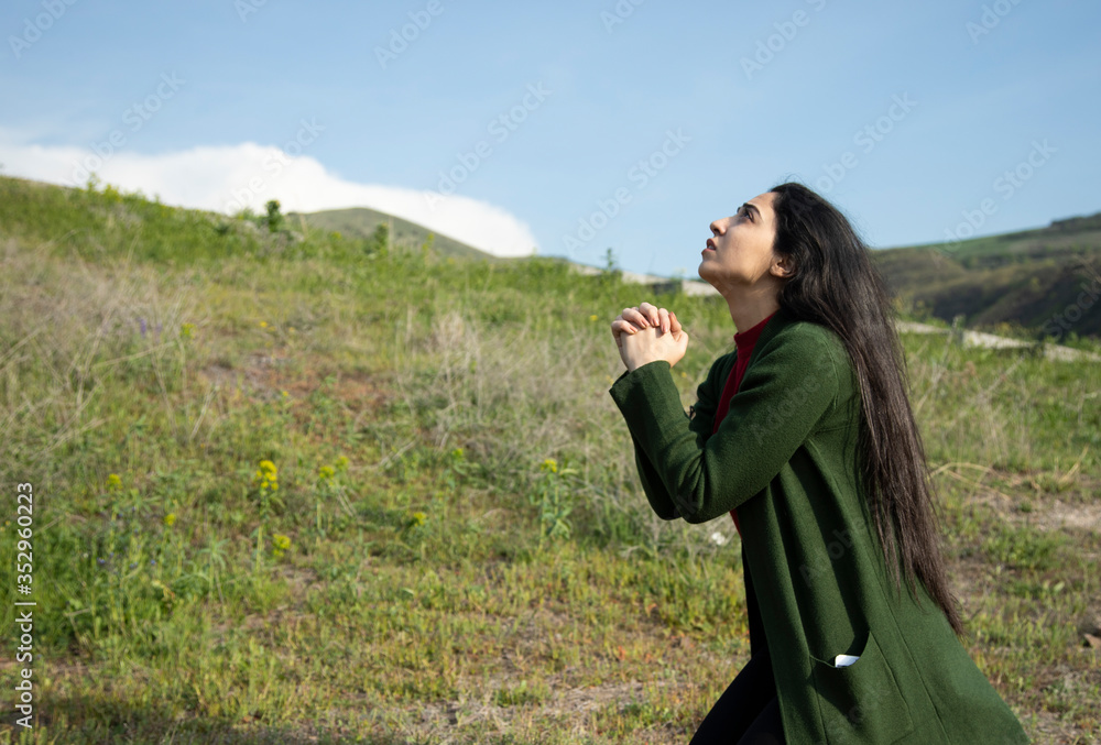 prayer woman in nature