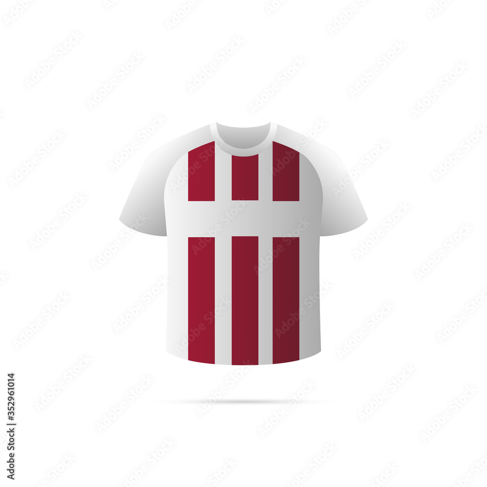 Soccer jersey with shadow. White and red team. Vector illustration. Soccer jersey with shadow. White and red team. Vector illustration.