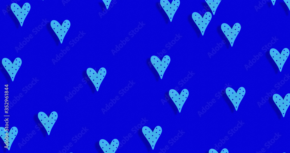 Seamless cyan blue heart shapes on texture zaffre blue background. Seamless cyan blue heart shapes on texture zaffre blue background.