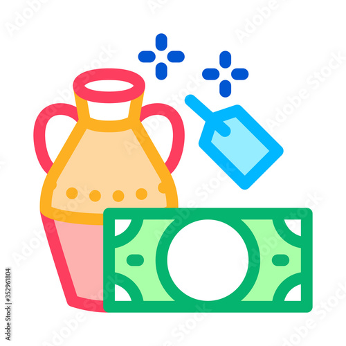 delivery of decorative vase to pawnshop icon vector. delivery of decorative vase to pawnshop sign. color symbol illustration