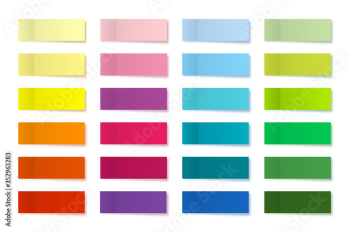 Realistic sticky notes collection. Post note stickers. Colorful sticky paper sheets. Vector illustration.