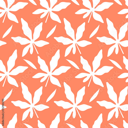 Tropical seamless pattern with leaves. Vector illustration. © Tatyana