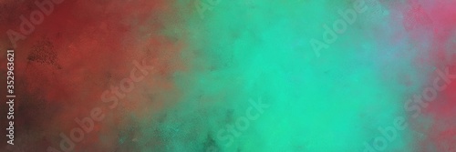 beautiful abstract painting background graphic with light sea green, old mauve and antique fuchsia colors and space for text or image. can be used as horizontal header or banner orientation