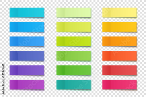 Realistic sticky notes collection. Post note stickers. Colorful sticky paper sheets. Vector illustration.
