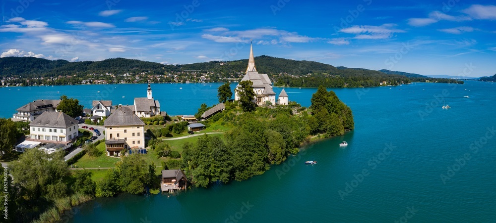 Landscape lake in Alps, Tyrol, Austria, Maria Wörth, Carinthia, Wörthersee, Worther See