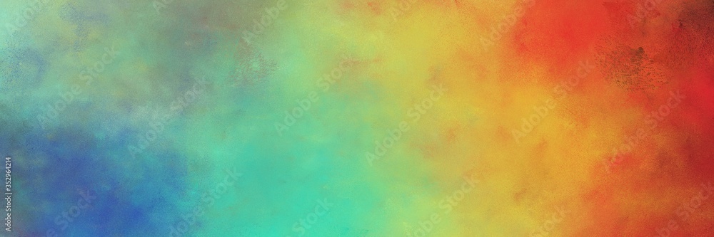 beautiful dark sea green, firebrick and blue chill color background with space for text or image. vintage texture, distressed old textured painted design. can be used as postcard or poster