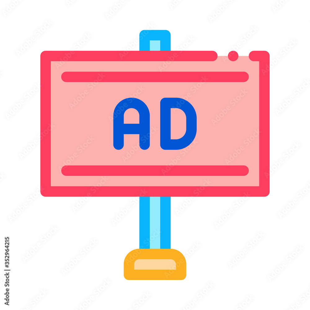 pole-mounted billboard icon vector. pole-mounted billboard sign. color symbol illustration pole-mounted billboard icon vector. pole-mounted billboard sign. color symbol illustration