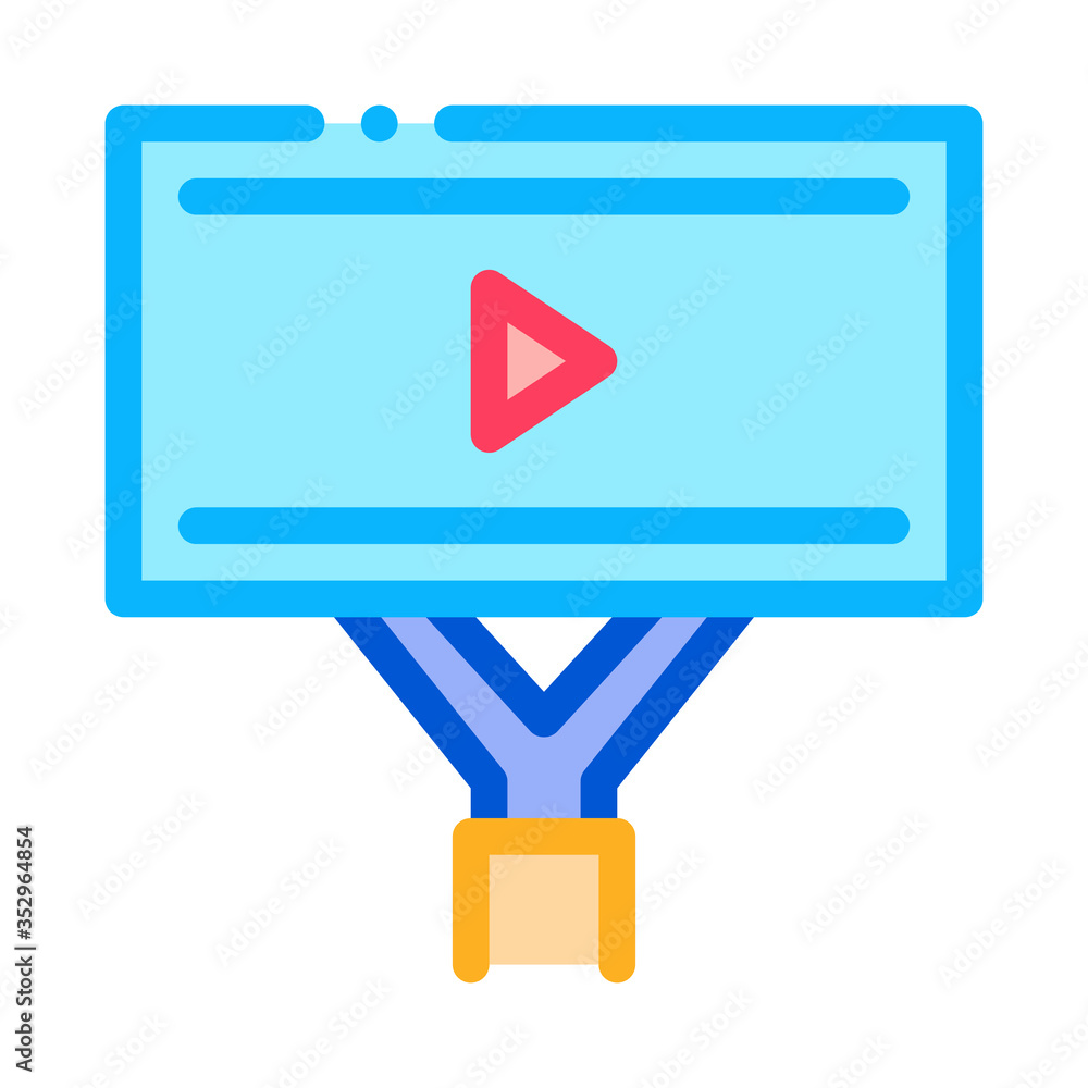 installed video ads icon vector. installed video ads sign. color symbol illustration installed video ads icon vector. installed video ads sign. color symbol illustration