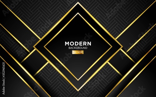 modern dark abstract future technology vector background banner with golden light line in geometric texture.