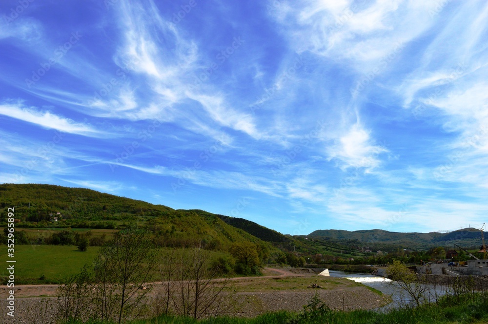 Fototapeta premium reconstructed river for hydroelectric plant