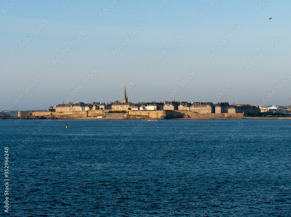 Dinard, France 24-05-2020. Ocean tide view of Saint Malo and Intramuros.
