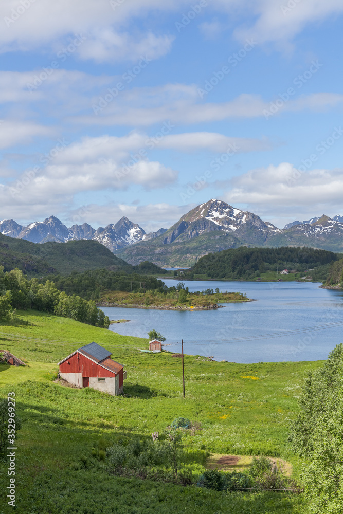 Summer travel in beautiful Norway. Travel weekend, vacation. Scandinavian countries, selective focus