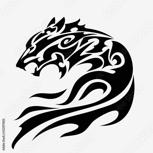 Tribal wolf head tattoo vector art.