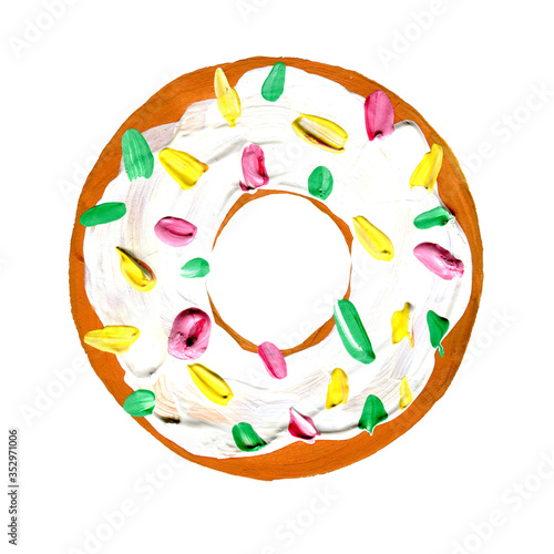 hand drawn textured gouache donut