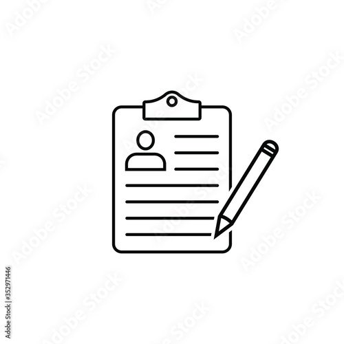 Resume icon, cv sign, vector illustration on white background.