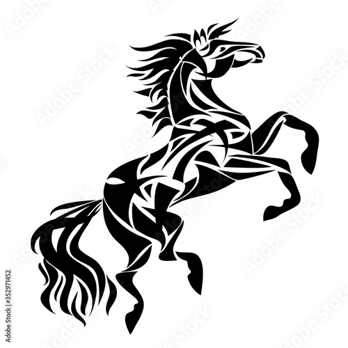 Ethnic tribal Horse. Abstract totem animal symbol. For t-shirt, bag, postcard,and logo. Tattoo design