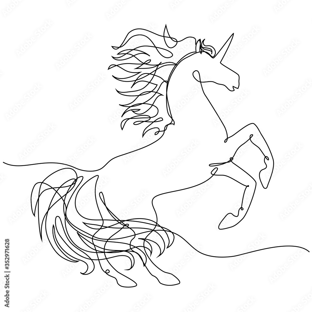 One line drawing unicorn vector illustration Stock Vector Adobe Stock