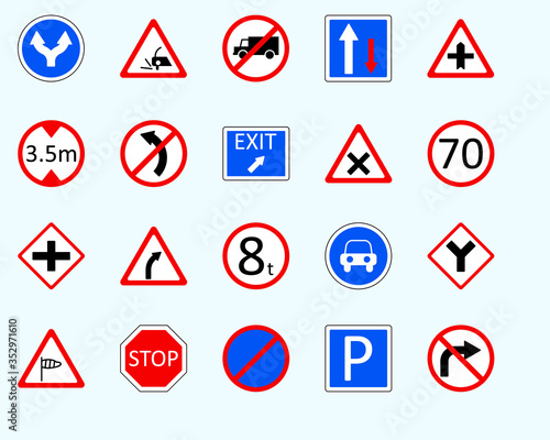 Free Download Traffic signs, no turn rightSet of road sign. collection of warning, priority - GFXLoad