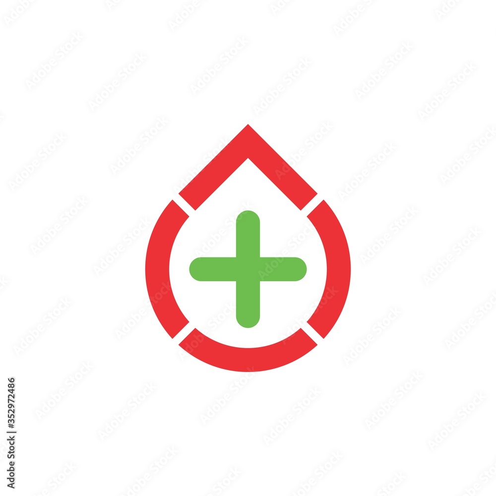 Obraz premium Blood drop with Plus logo design vector