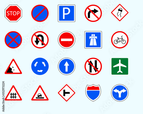 Traffic signs, turnSet of road sign. collection of warning, priority