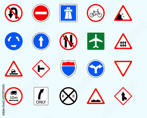 Traffic signs, mergeSet of road sign. collection of warning, priority Free Download Traffic signs, mergeSet of road sign. collection of warning, priority - GFXLoad