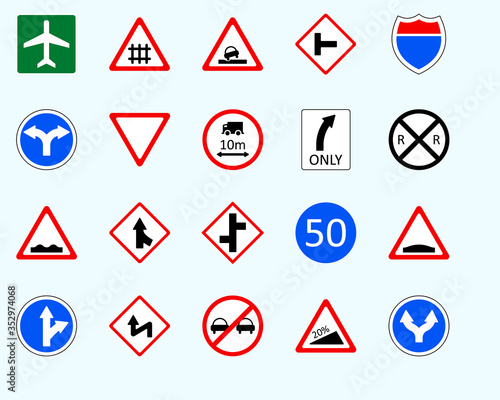 Free Download Traffic signs, straightSet of road sign. collection of warning, priority - GFXLoad