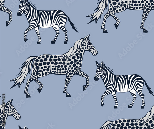 Vector background hand drawn horse. Hand drawn ink illustration. Modern ornamental decorative background. Vector pattern. Print for textile, cloth, wallpaper, scrapbooking