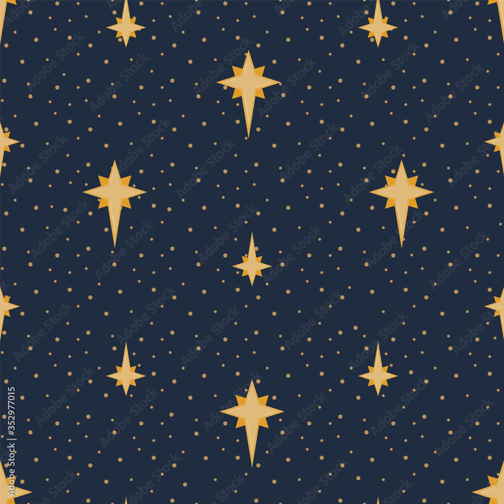 Vector Navy Starry Sky Celestial Seamless Pattern Background Vector Navy Starry Sky Celestial Seamless Pattern Background